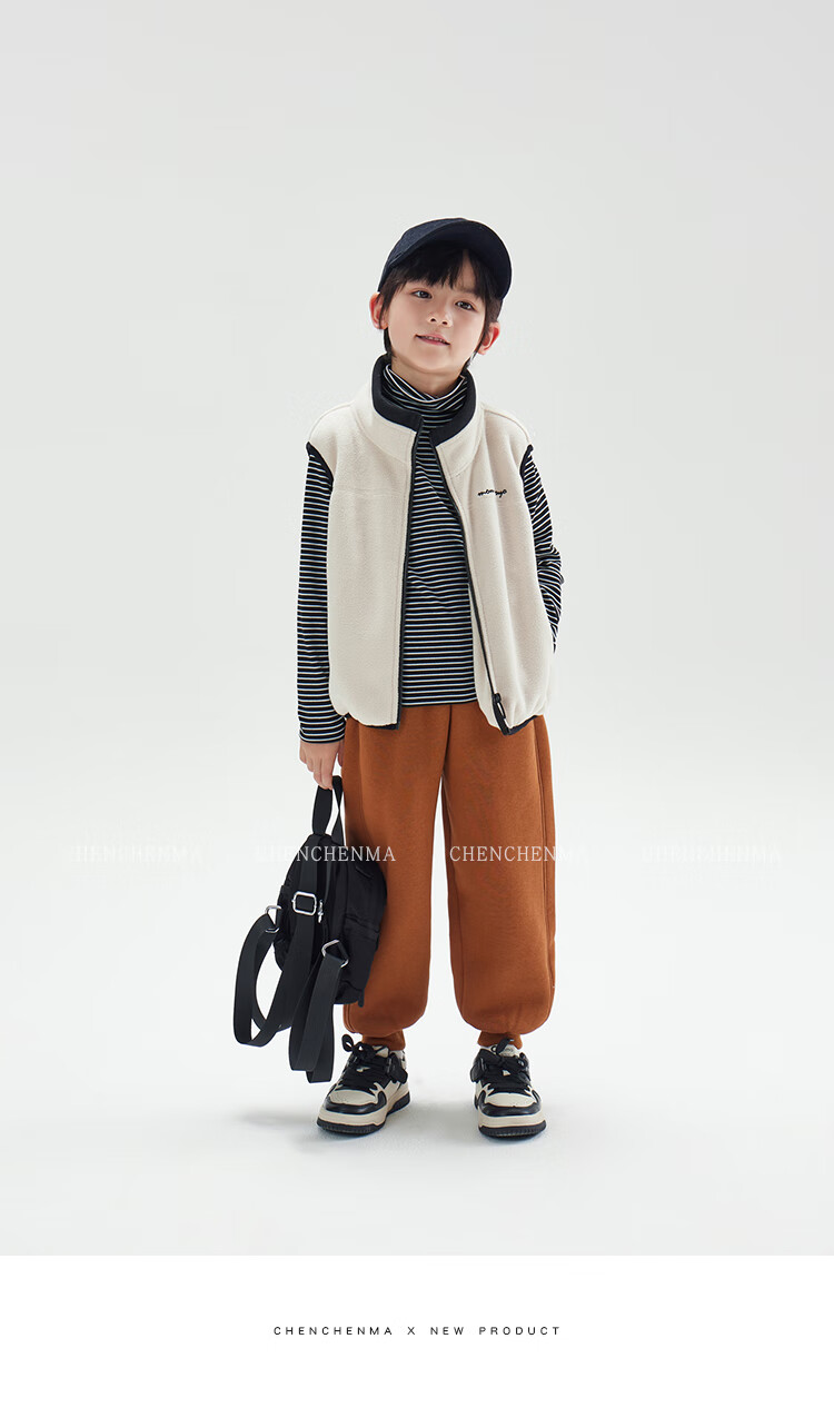 Chenchenma [Popcorn] Girls' Casual Pants, New Winter Style with Fleece Lining, Thickened All-In Warm Children's Joggers, 6837D 28