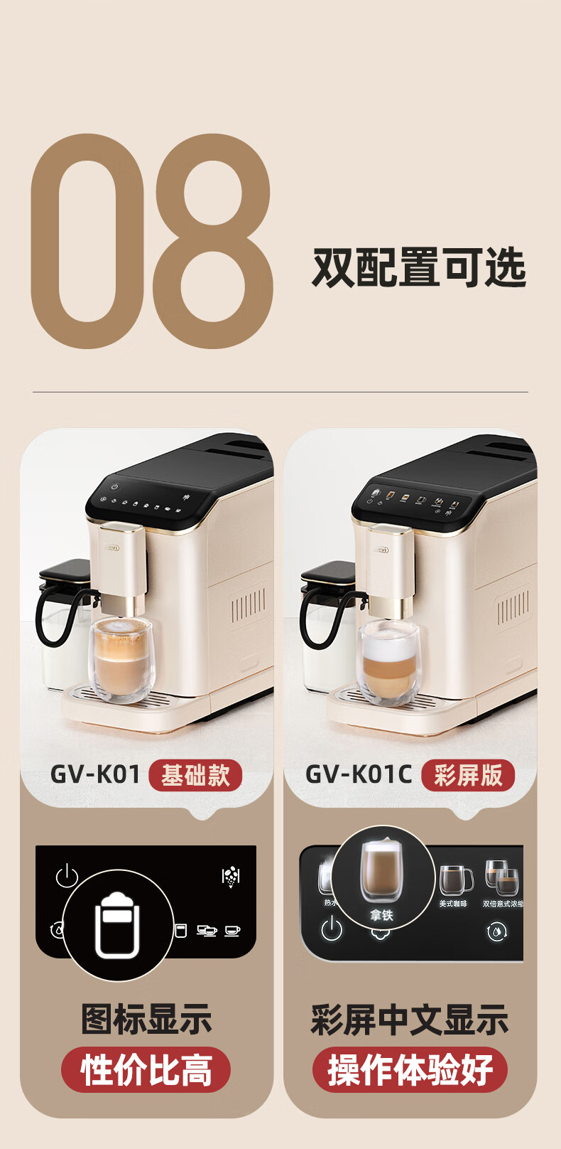 Gevi Fully Automatic Coffee Machine Small Grinder Integrated Italian American Coffee Dual Heating System GV-K01S One-Key Bean Cleaning [7-Day Free Trial] [Price Protection 618] 32