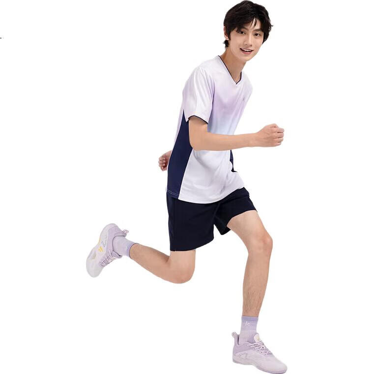 KAWASAKI Badminton Shirt for Men, Professional Sports Short-Sleeve Round Neck Quick-Dry T-Shirt B1977, Light Grape Purple, XL