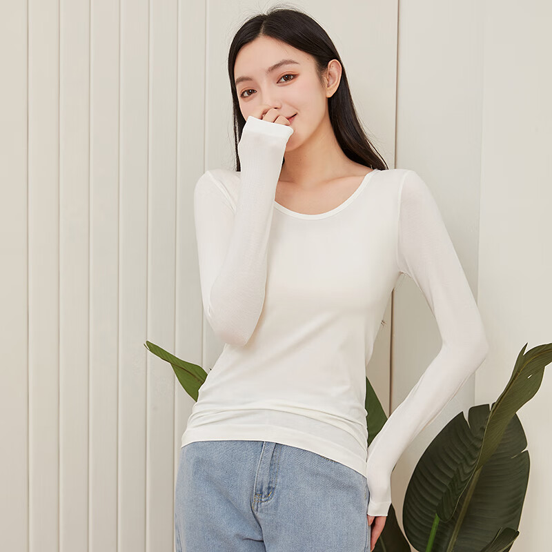 Langsha Women's Cotton Thin Slim Fit Versatile Stylish Long Sleeve Seamless Cotton Sweater Autumn Winter New Base Shirt 1