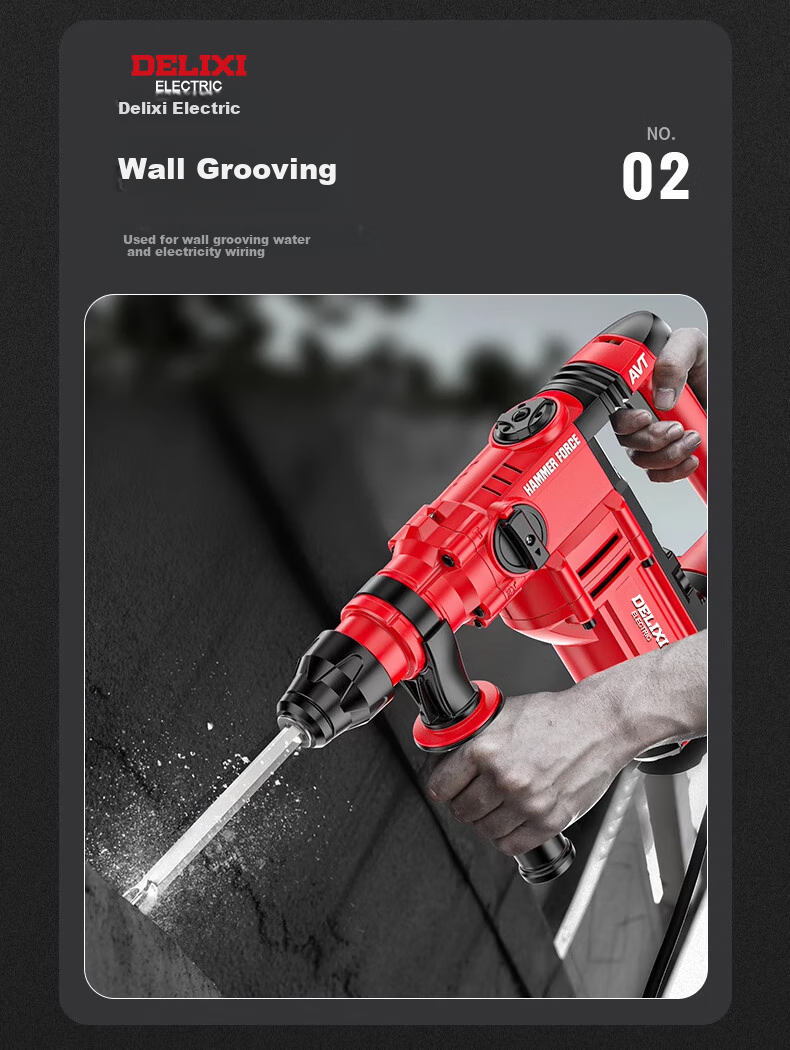DELIXI ELECTRIC (DELIXI) Electric Hammer, Electric Pick, And Electric Drill High-Power Three-In Impact Drill for Concrete, Home Use, Multi-Functional Electric Hammer 5