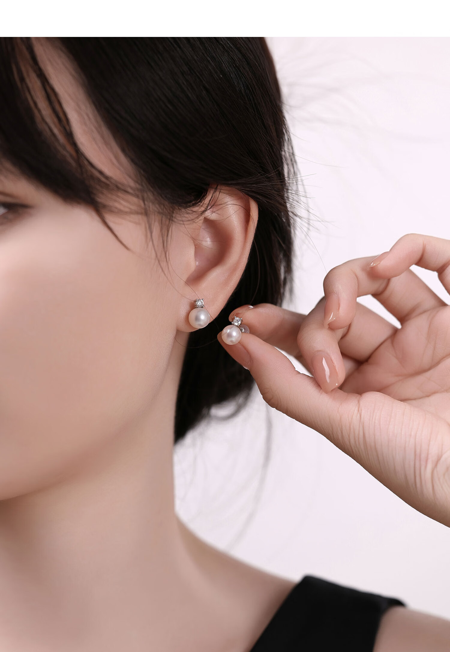 Daimi S925 Silver 10-11mm Round Freshwater Pearl Stud Earrings Princess Style Mother's Day Gift for Girlfriend Wife 12