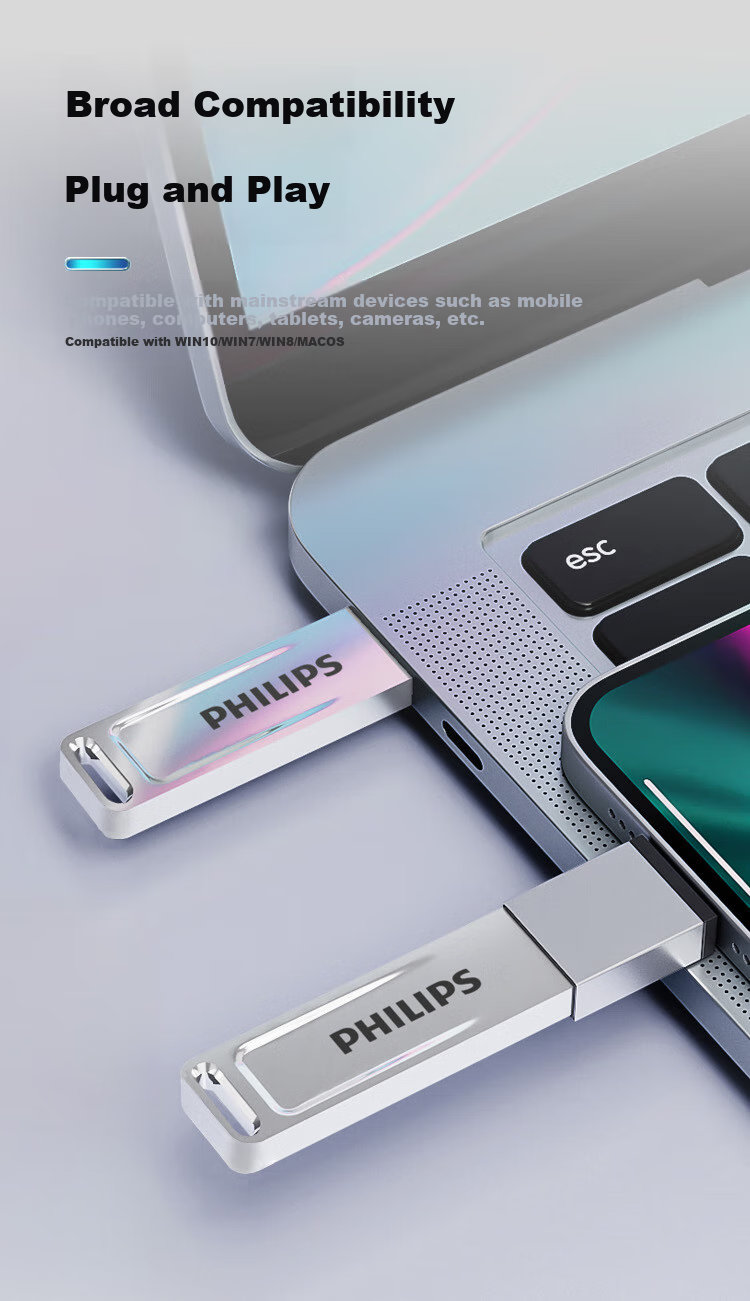 PHILIPS 64GB USB2.0 Flash Drive, 21UA-F, Large Capacity USB Drive, Stylish Design, Lightweight And Portable, Suitable for Study, Office Work, And Computer Bidding 6