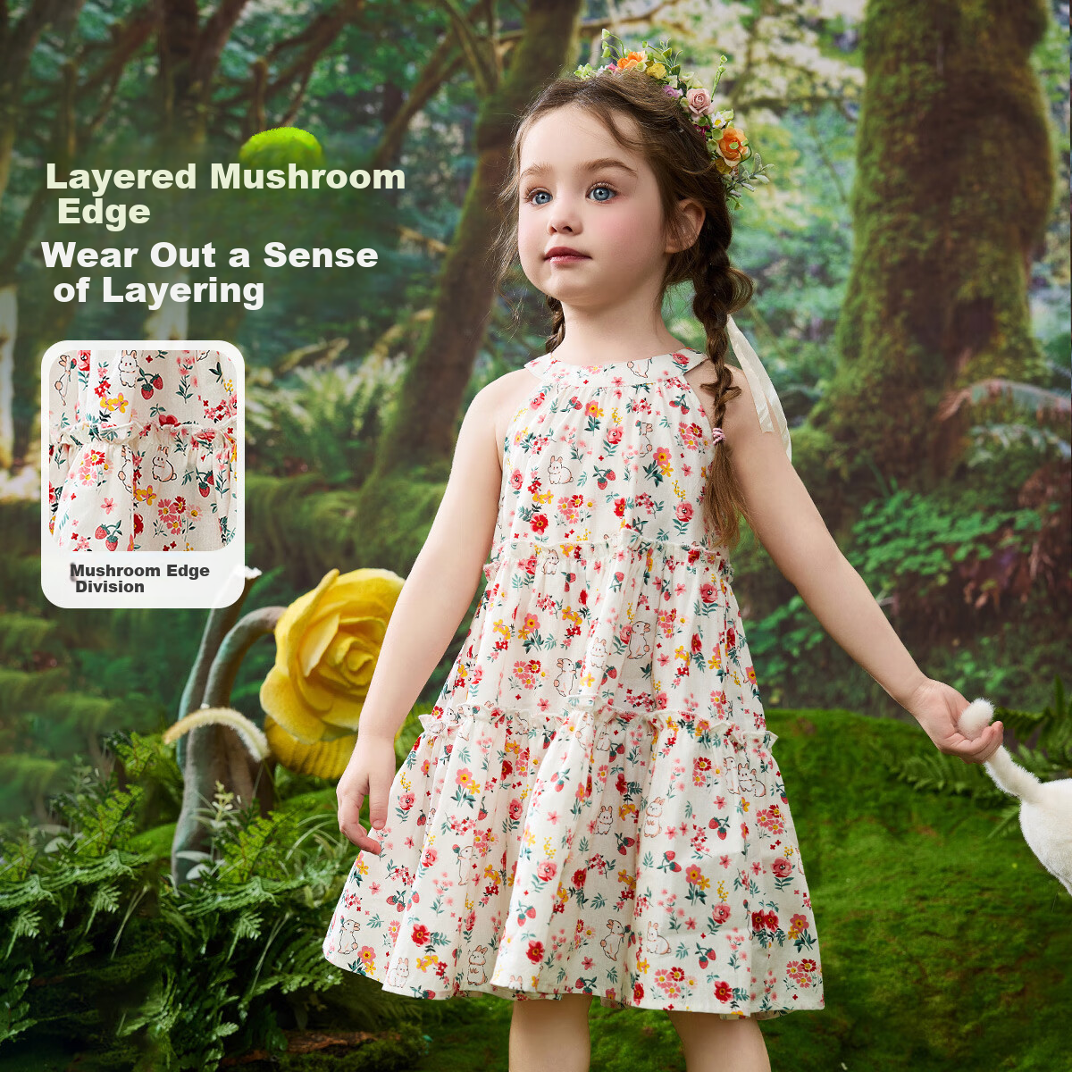 ASK JUNIOR Baby Girl Summer Dress, Children's Spaghetti Strap Dress for Outings And Vacations, Floral Princess Dress 2