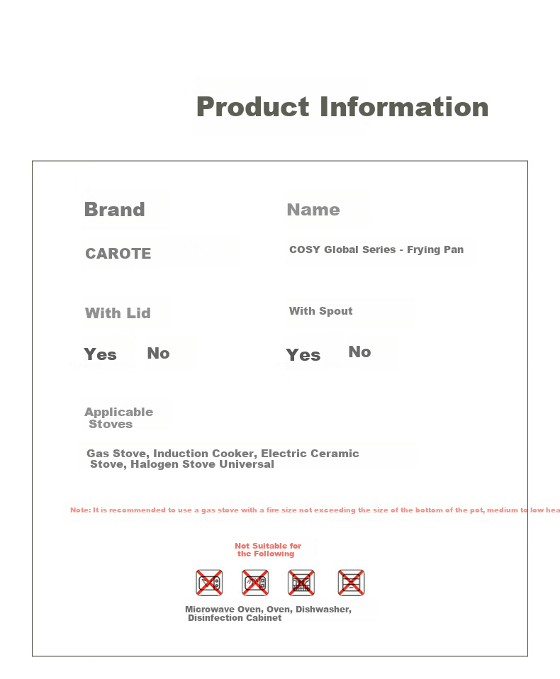 CaROTE Non-Stick Frying Pan, Household Flat-Bottom Wok, Cooking Pan for Gas Stove And Induction Cooker, Non-Stick, 28cm 10