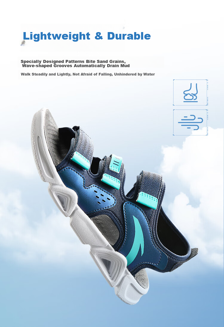 Anta Kids Sports Sandals Girls Big Kids Summer Breathable Velcro Open Toe Beach Shoes A22326962J 16