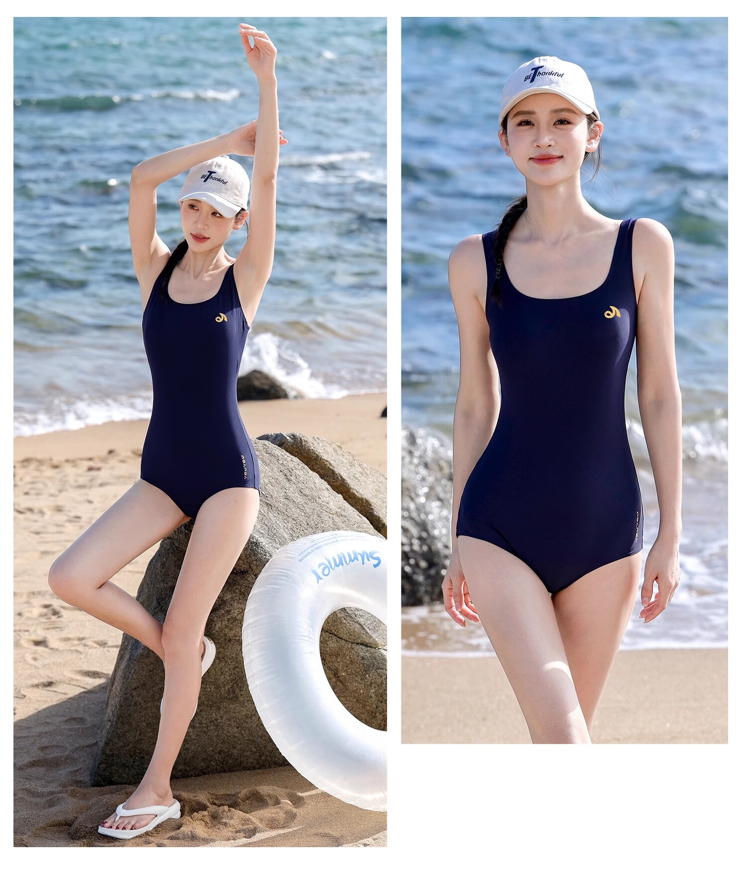 F.DYRAA Women's One-Piece Swimsuit for Competitive Swimming, Professional Pool Swimwear, Slimming Hot Spring Swimwear Three-Piece Set 15232 Cyan Green XL 11
