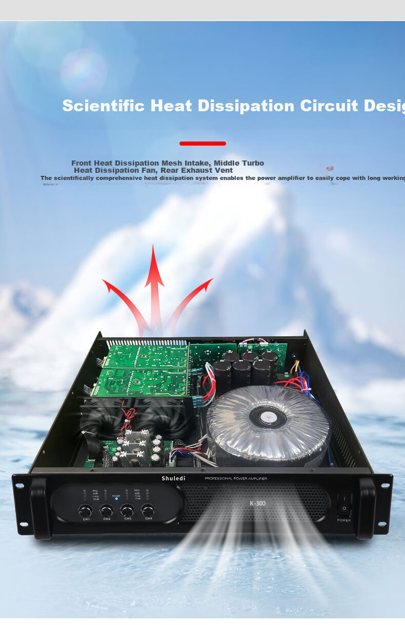 Shuledi HD-3600 Pure Power Amplifier Domestic High-Power Dual Channel Amplifier Conference Room Home Theater Stage Performance KTV Dedicated (300W*2) 8