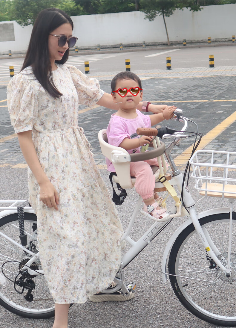 Osagie C21 Retro Bicycle with Child Seat, Vintage Commuter Bike with Baby Seat, Machado Coffee Color 1