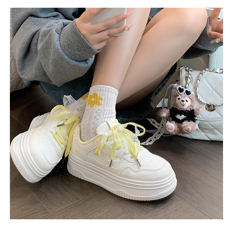 Warrior Women's Fresh Style Casual Platform White Sneakers, Pink White, Size 38 11