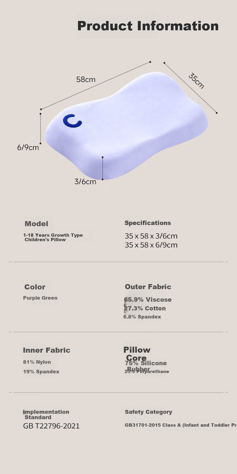 CORY Children's Pillow for Ages 3-6 Washable for Primary School Students, Infants And Toddlers All Seasons Universal Kindergarten Special Pillow 8