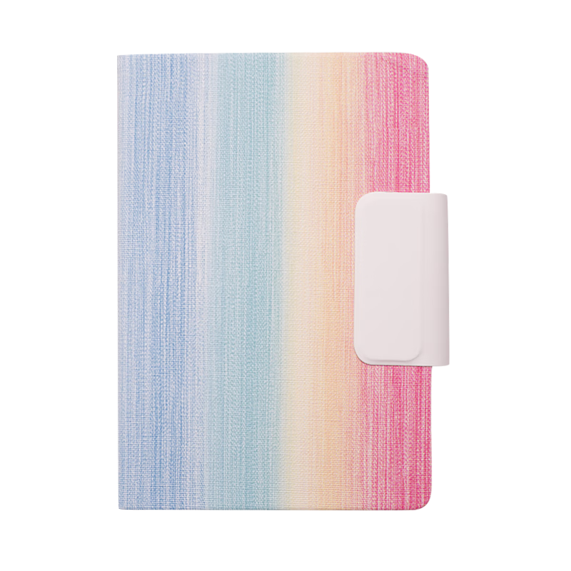 Wen'ao A5 Stylish Creative Gradient Rainbow Magnetic Closure Notebook Student Exam Self-Discipline Punch Card Memo Office Work Journal Light Purple