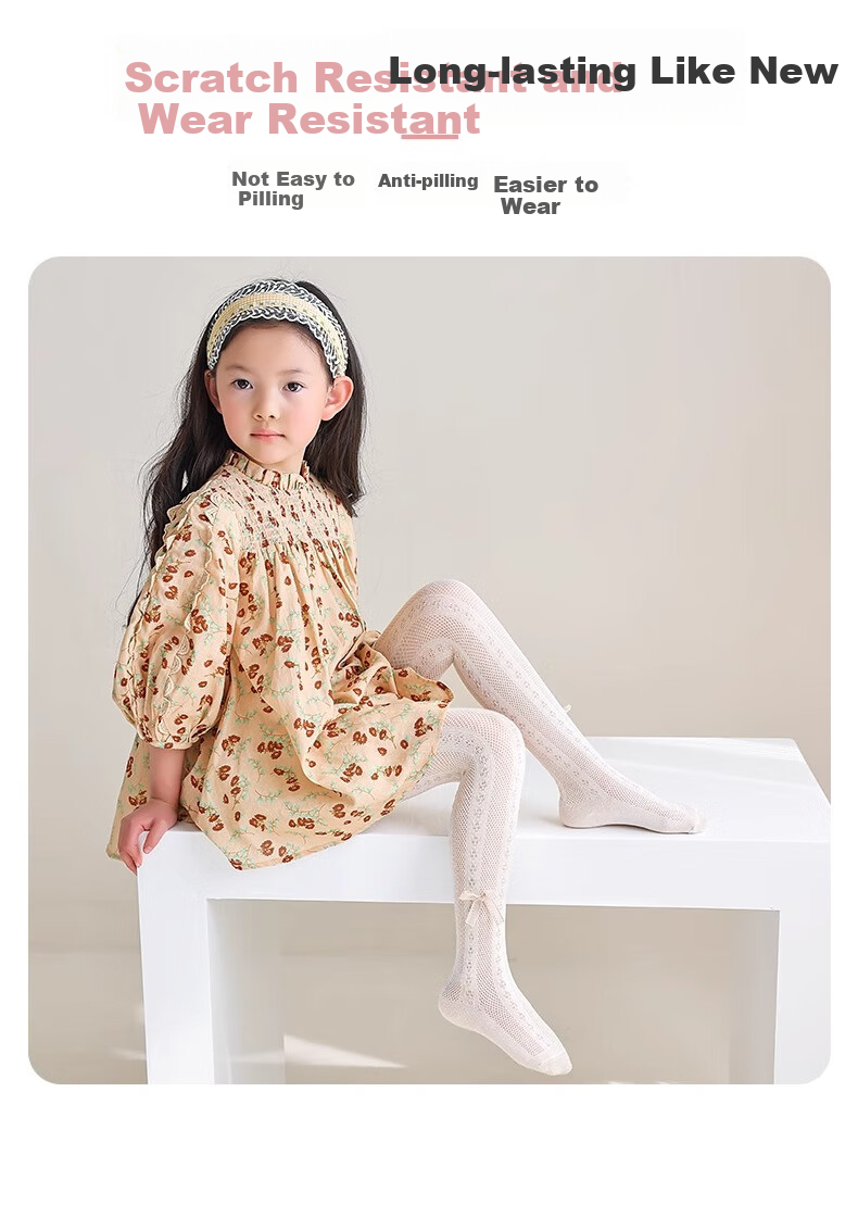 Langsha Girls' Spring Summer Thin White Mesh Breathable Anti-Mosquito Tights Pantyhose 7