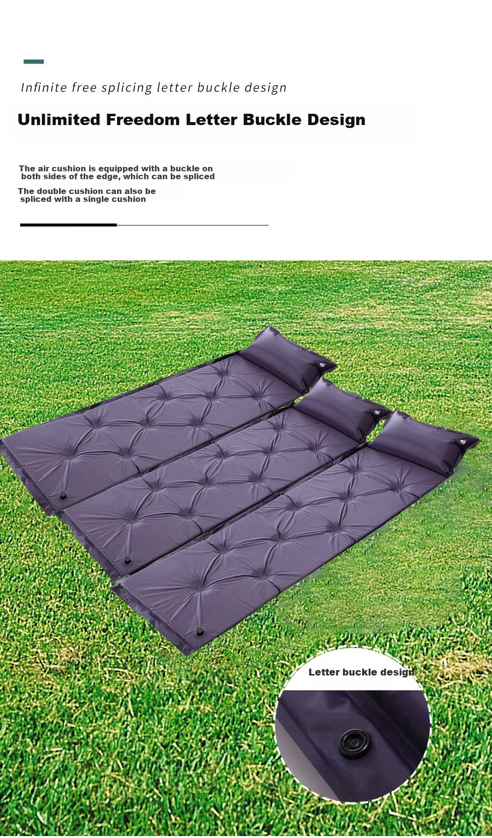 Adandyish Single-Person Automatic Inflatable Mattress Pad, Infinite Connectable, Moisture-Proof Mat, Camping Thickened Outdoor Tent Pad, Blue 6