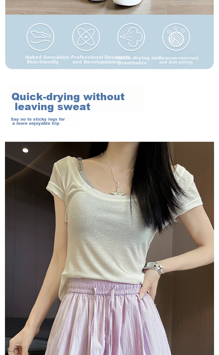 XUEXIMAN Ice Silk Quick-Dry Yamamoto Shorts for Women, Summer 2025 New Style, Loose-Fitting, Knee-Length, High-Waisted, Slimming Wide-Leg Sports Pants 2