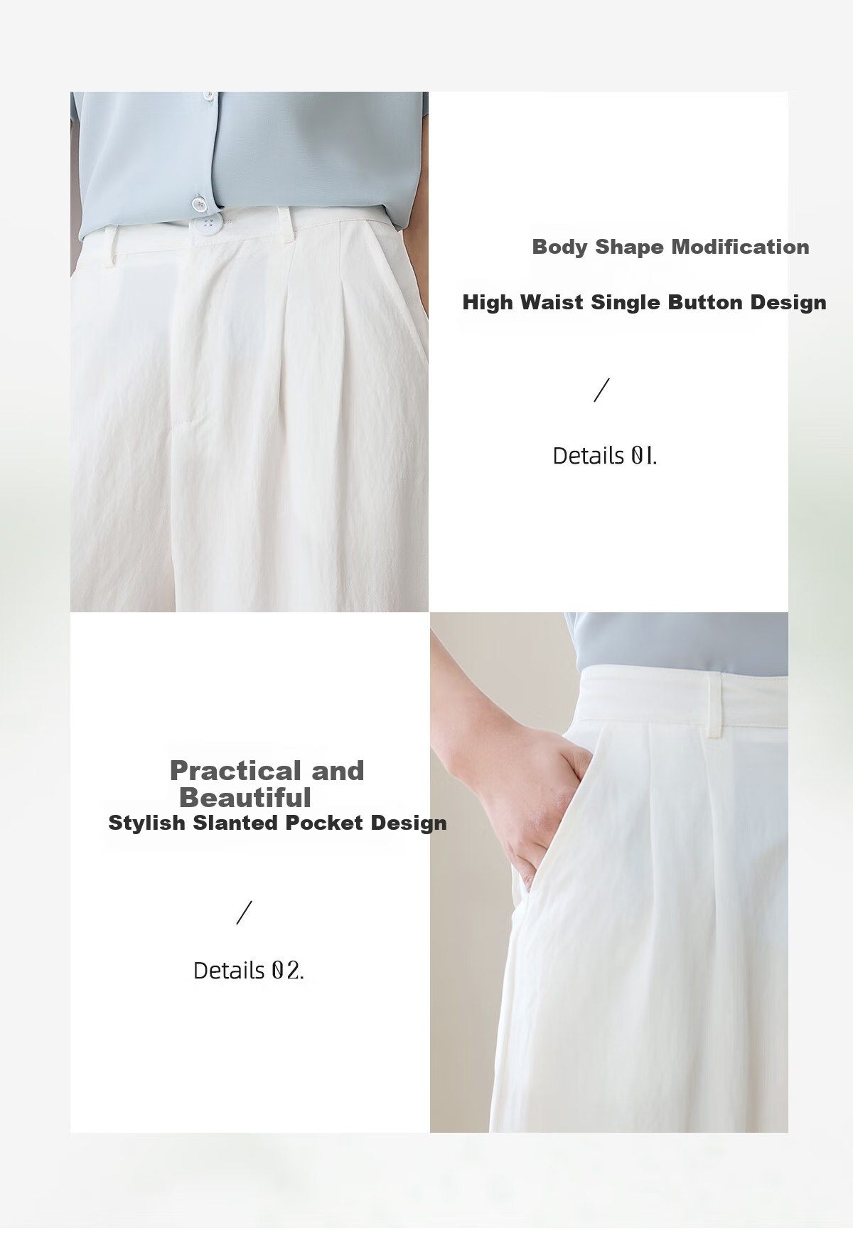 Chushen Spring And Summer Wide-Leg Pants for Women, High-Waisted, Height-Increasing, Straight-Leg, Loose-Fitting, Slimming, Relaxed Casual Long Pants S52X062 6