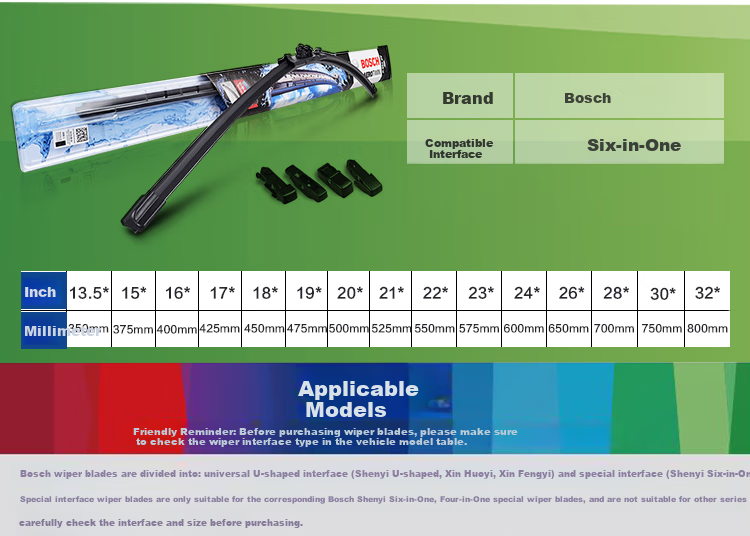 BOSCH Shenyi Six-In Wiper Blade, 28/28 (For Ford Kuga/After 2015 Edge/Edge PLUS) 4