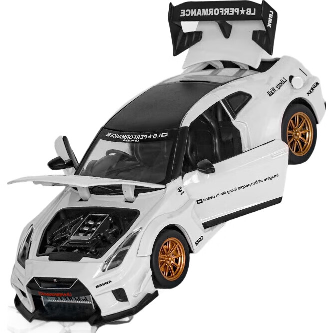 Модель автомобиля Heimanba GTR 1:24 Белый, коллекционная модель из сплава для мальчиков и девочек, подарок для детей