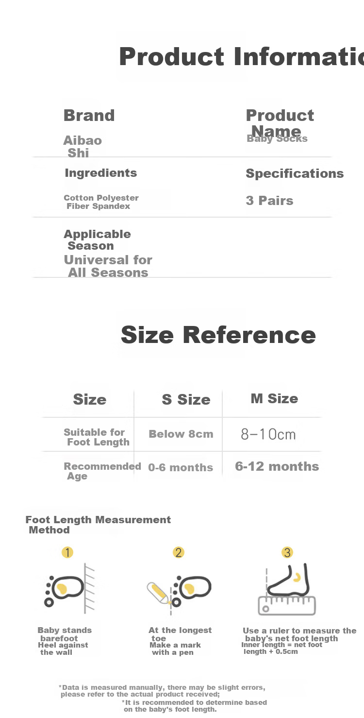 Aibaoshi Baby Socks, Spring And Autumn Newborn Mid-Calf Socks, Infant Cotton Socks, Children's Socks, Blue Bear Pattern, 3 Pairs, Size S, B1546 9