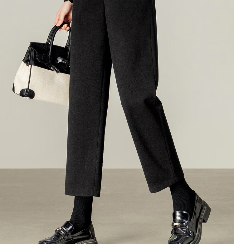 Sentubila Autumn Thick Woolen Warm Women's Casual High-Waist Tailored Tapered Slim Fit Slightly Stretchy Commuter Cropped Pants 11