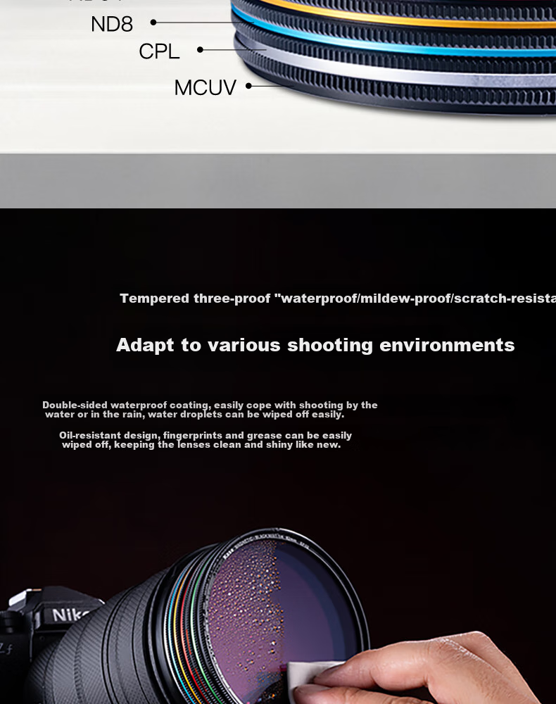 Kase UV Filter + CPL Polarizing Filter + Case, 77mm Magnetic, Jiguanglang Second Generation Colorful Entry-Level Photography And Photo-Taking Kit 7