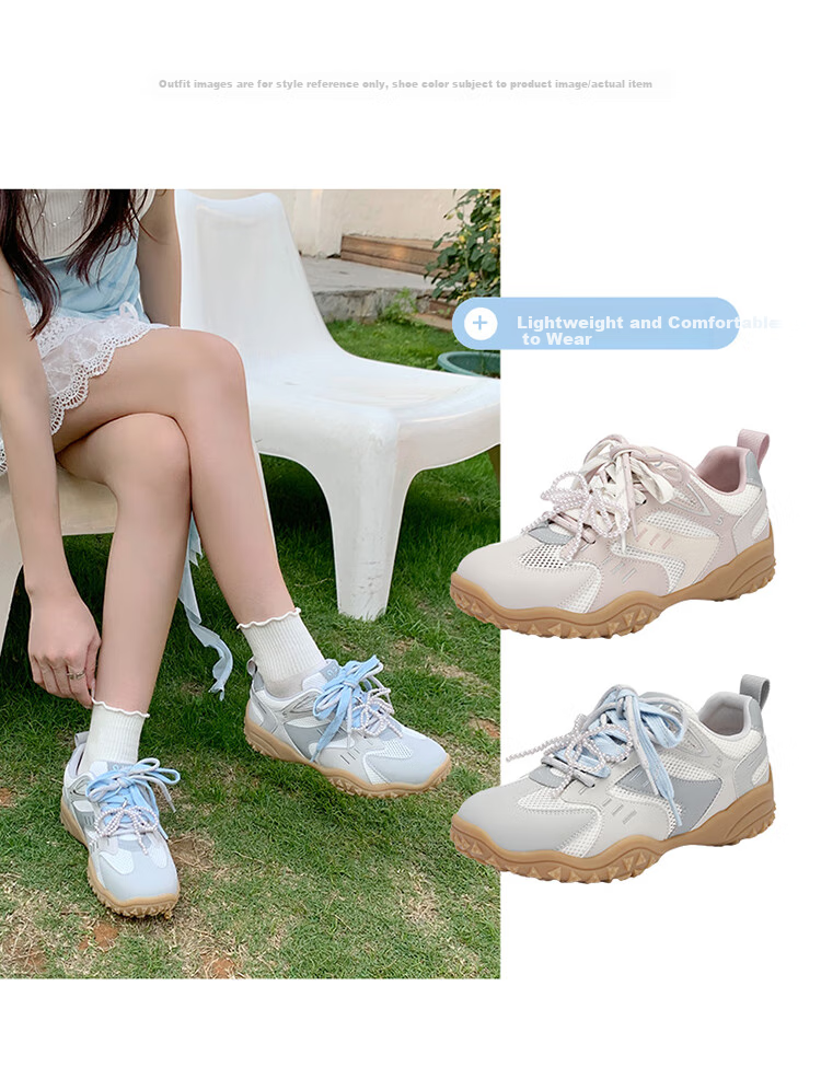 Josiny [Celebrity Style] Dexun Women's Shoes, Spring And Autumn Fashion Sneakers, Soft-Soled Round-Toe Casual Shoes, Gray-Blue, Size 37 3