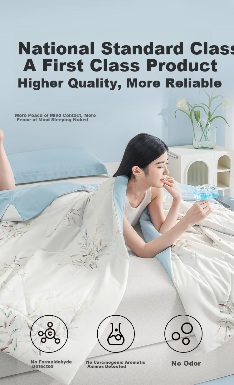 JD Original Ice Silk Summer Quilt, Class A Cooling Air Conditioning Comforter, Skin-Friendly Soft Smooth Machine Washable, 200*230cm, Qingfeng Yeying 12