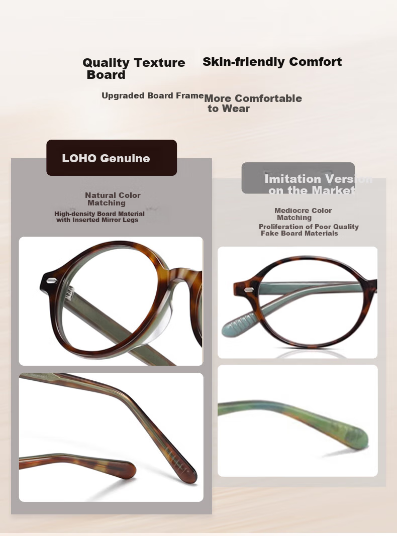 LOHO Small Round Frame Myopia Glasses with Blue Light Protection, Radiation Protection, Prescription Available, Ultra-Light Frame, Artistic And Fashionable Men's Style 3