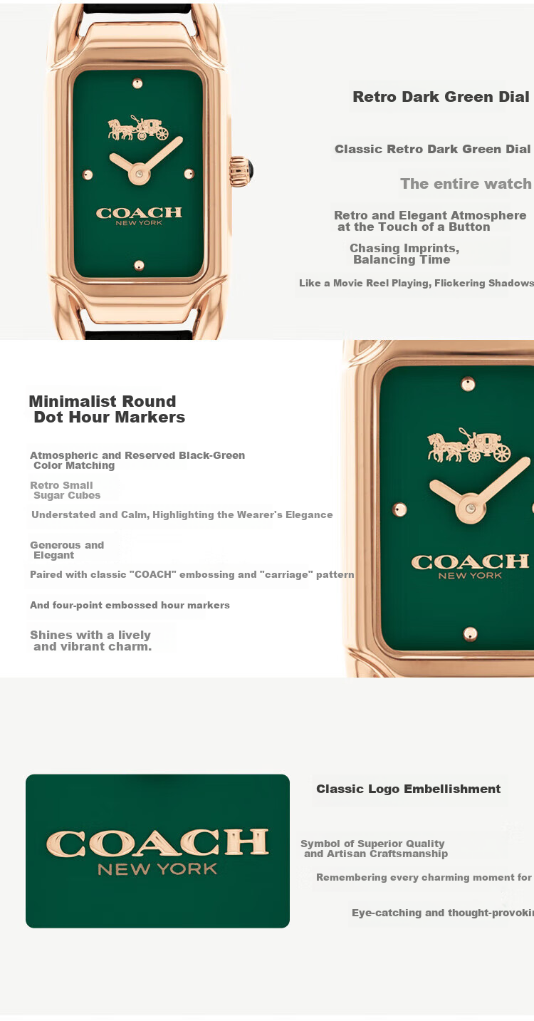 COACH CADIE Series Leather Strap Quartz Women's Watch 14504038 Gift/Giving 5