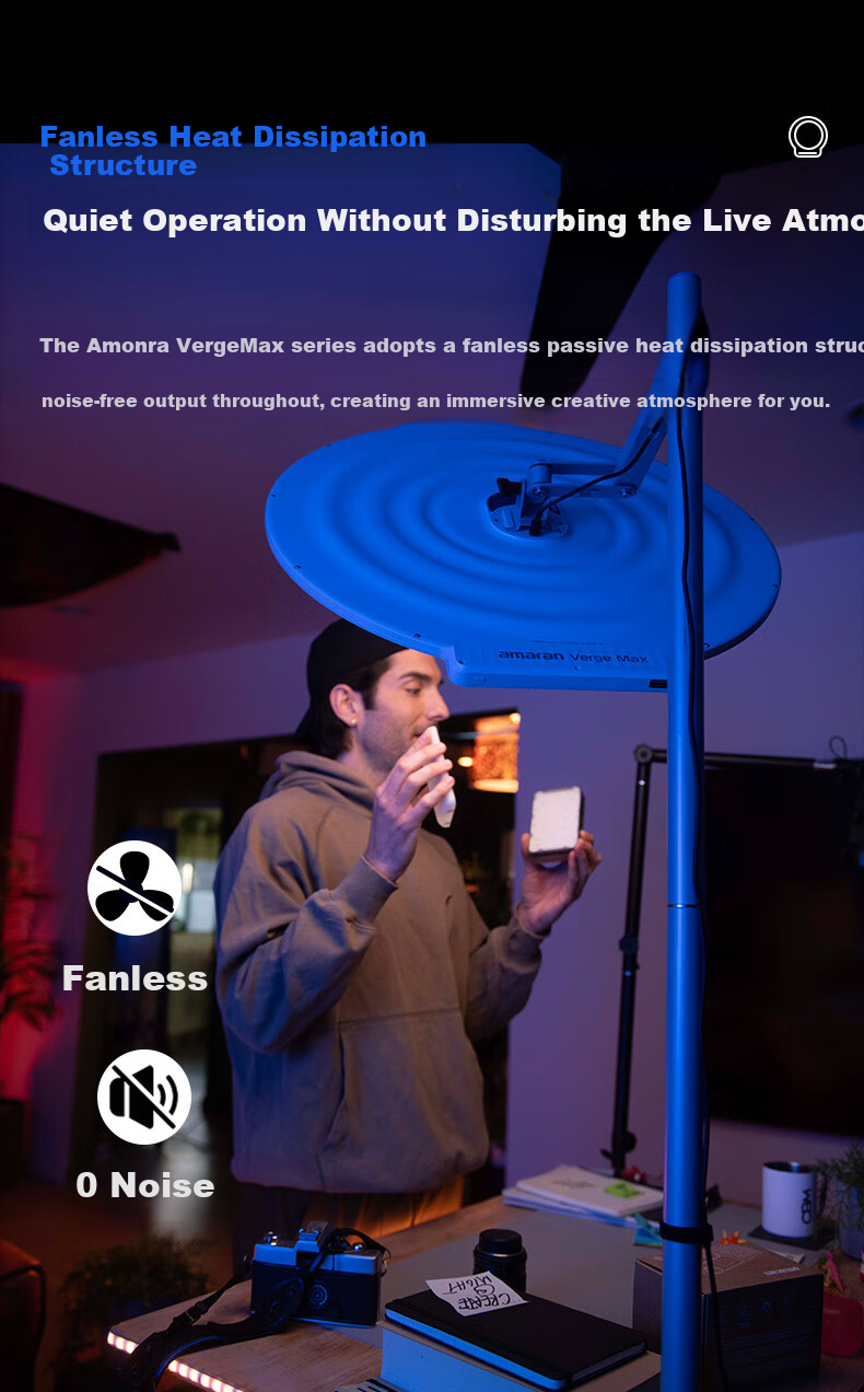 Aputure Verge Max Circular Light Panel, Dual Color Temperature, for Live Streaming Room And Video Photography Lighting, Charcoal Gray 6