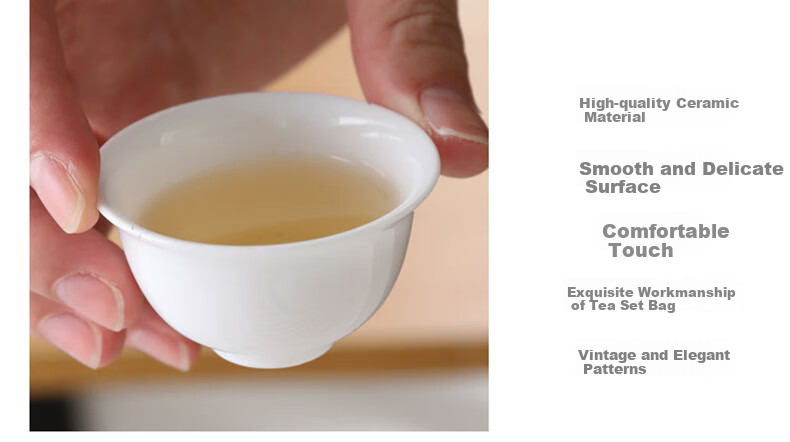 CLITON Travel Tea Set Portable White Porcelain Gaiwan Kung Fu 6-Piece Tea Water Separation Outdoor Quick Cup Office Tea Set 10