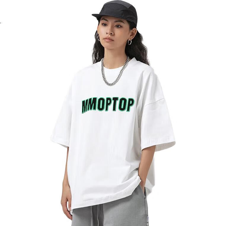 Мужская футболка MMOPTOP с коротким рукавом, трендовая, свободная, повседневная, с буквенным принтом, унисекс, летняя, хлопковая, белая, размер XL
