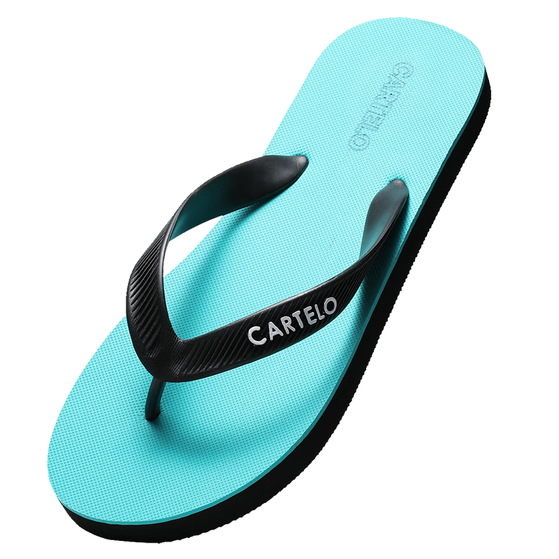 CARTELO Flip-Flops for Men, Summer Beach Outdoor Wear, Lightweight Home Indoor Slippers, VP1520, Green, Size 39