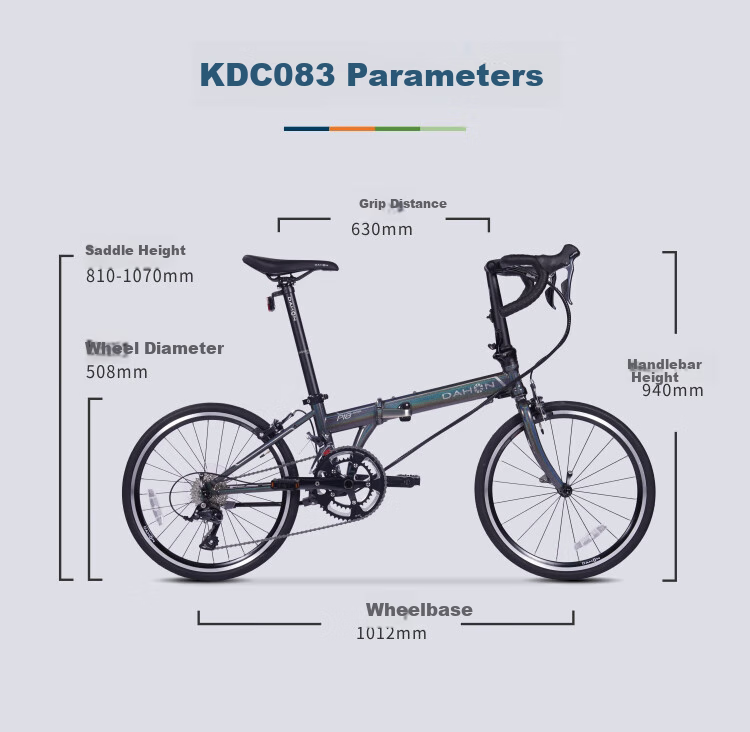 DAHON 451 Wheel Set, 18-Speed, Curved Handle Folding Road Bike, KDC083, Electroplated Silver 10