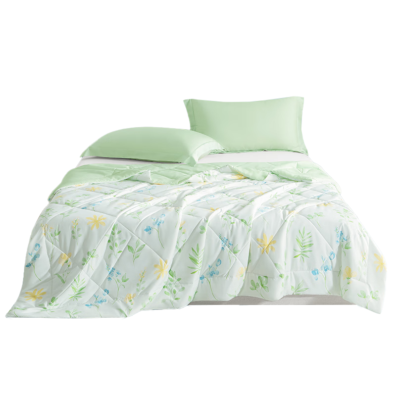 JD Original Ice Silk Summer Quilt, Class A Cooling Air Conditioning Quilt, Skin-Friendly Soft Smooth Machine Washable, 200*230cm, Floral Wind Whispers