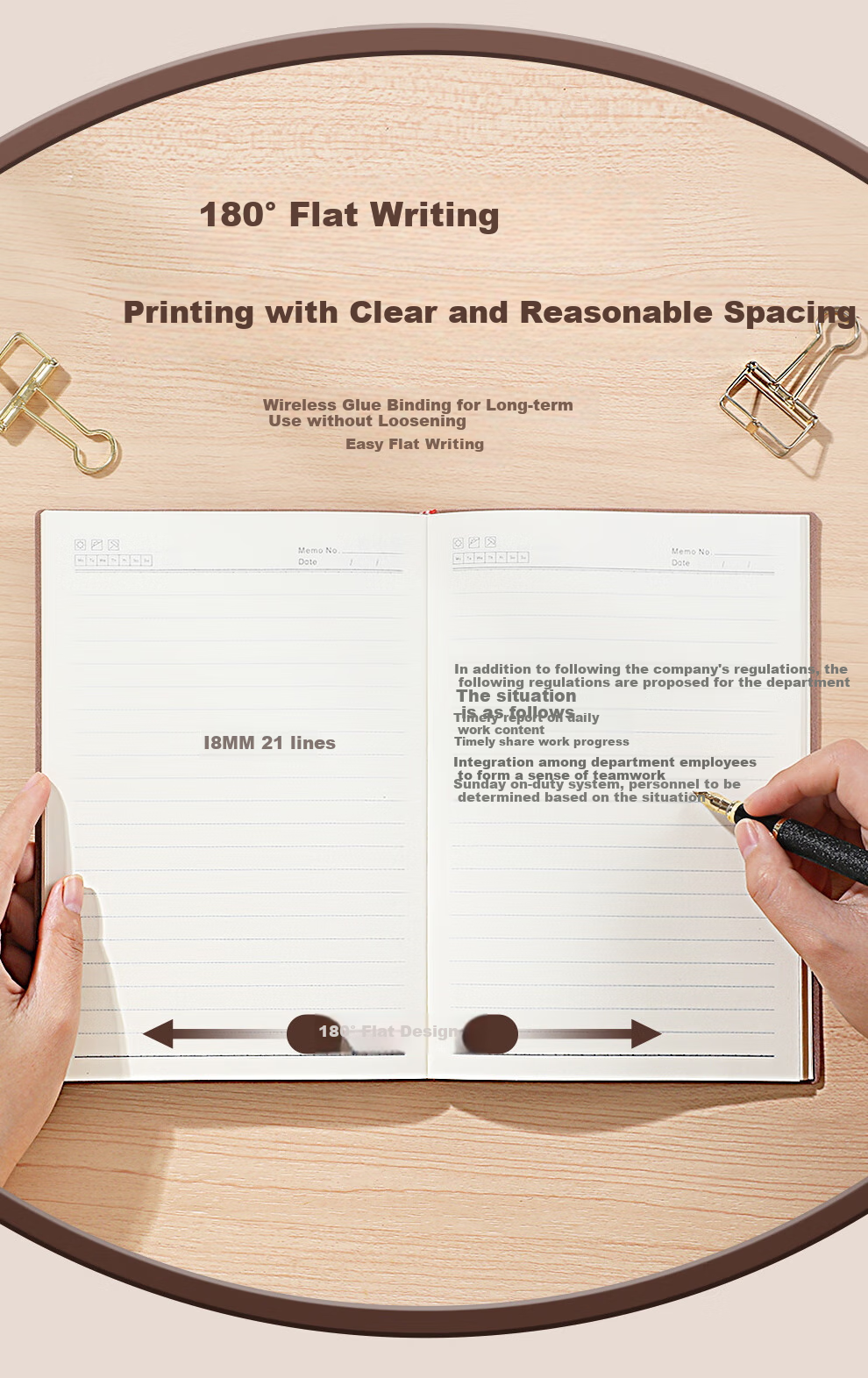 Jiaranheng Business A4 Large Notebook, High-Quality Office Stationery, Sheepskin Cover, Handwritten Journal, Meeting Record Book, Thickened Diary, Customizable, Brow 5