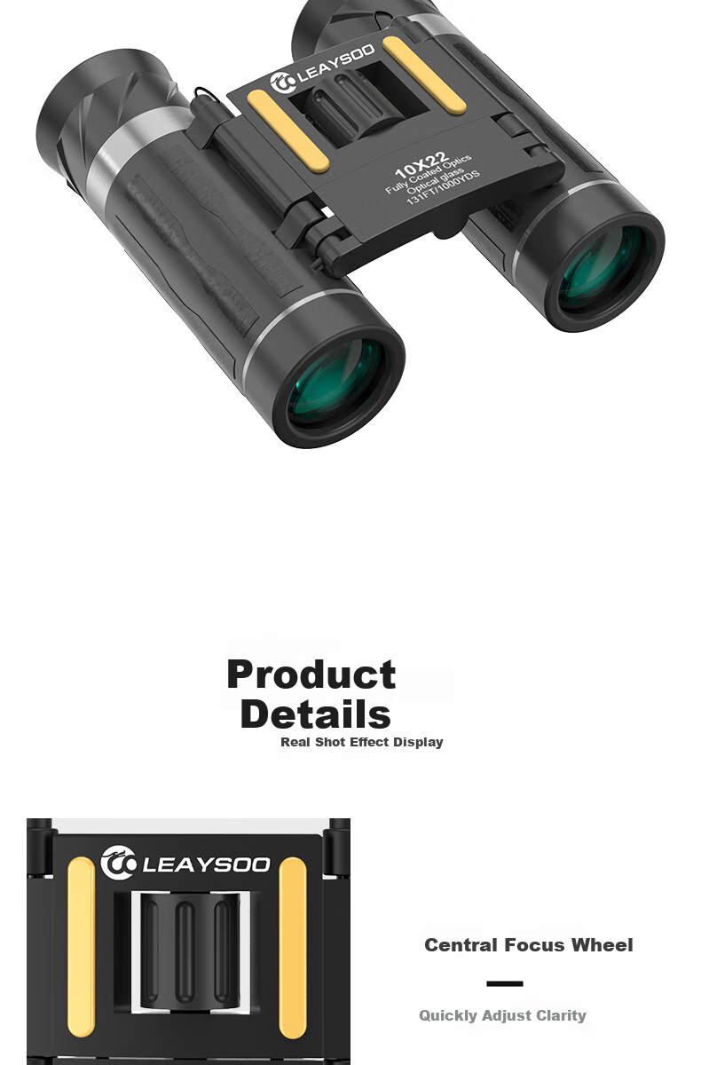 Leaysoo 10X32 Orange High-Definition High-Magnification Low-Light Visible Non-Infrared Portable Binoculars for Mobile Phones, Outdoor Concert Use 16