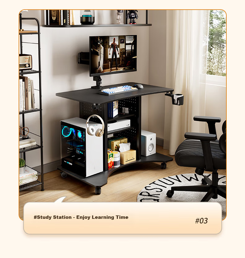 PSEAT Computer Desk Gaming Station with Multiple Scenarios, Compact Desk with Movable Computer Table, Home Gaming Desk 17