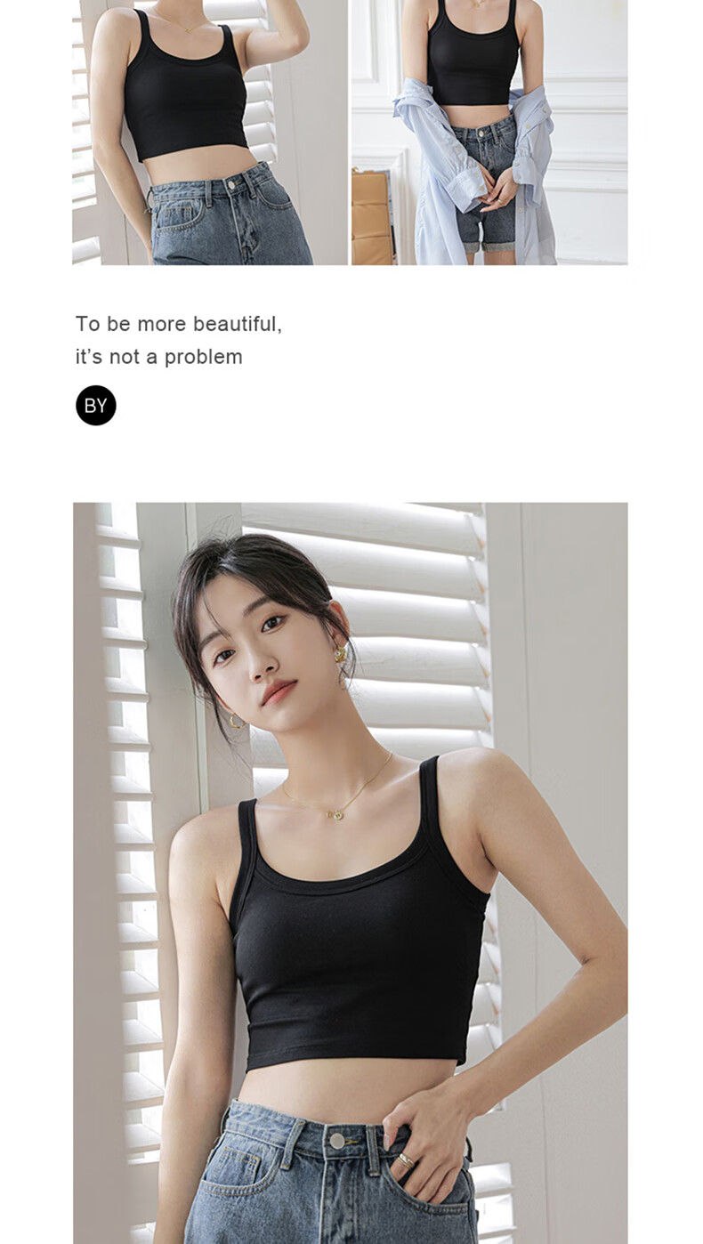 LangSha Camisole Tank Top for Outer Wear, Lightweight Summer Underwear Vest for Women with Built-In Bra Pads, Integrated Bralette, Inner Layering Camisole 26