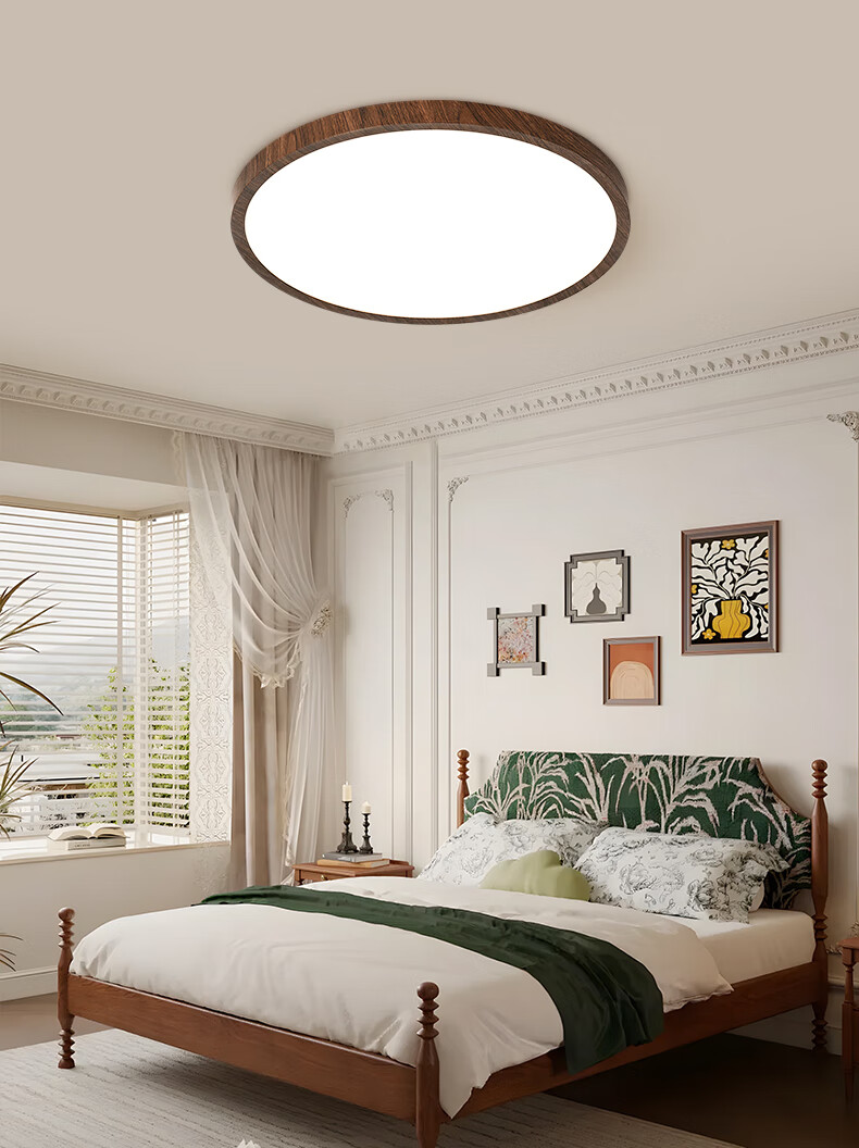 Jiandun Full-Spectrum Eye-Protecting Natural Wood Seamless Ceiling Light for Living Room And Bedroom, Walnut Color Lighting Fixture, All-Inclusive Price 3