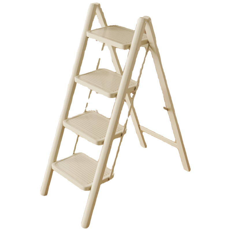 YuanNai Household Folding Ladder Thickened Indoor A-Frame Telescopic Staircase Moving Step Ladder Thickened White Four-Step Ladder