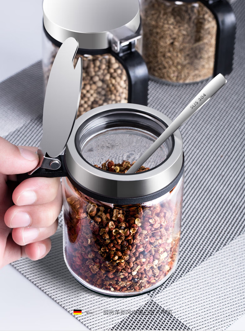 Newair Seasoning Set: Salt Shaker, Spice Rack, Condiment Bottles, Spice Jars, Kitchen Storage Rack, 9-Piece Set 12
