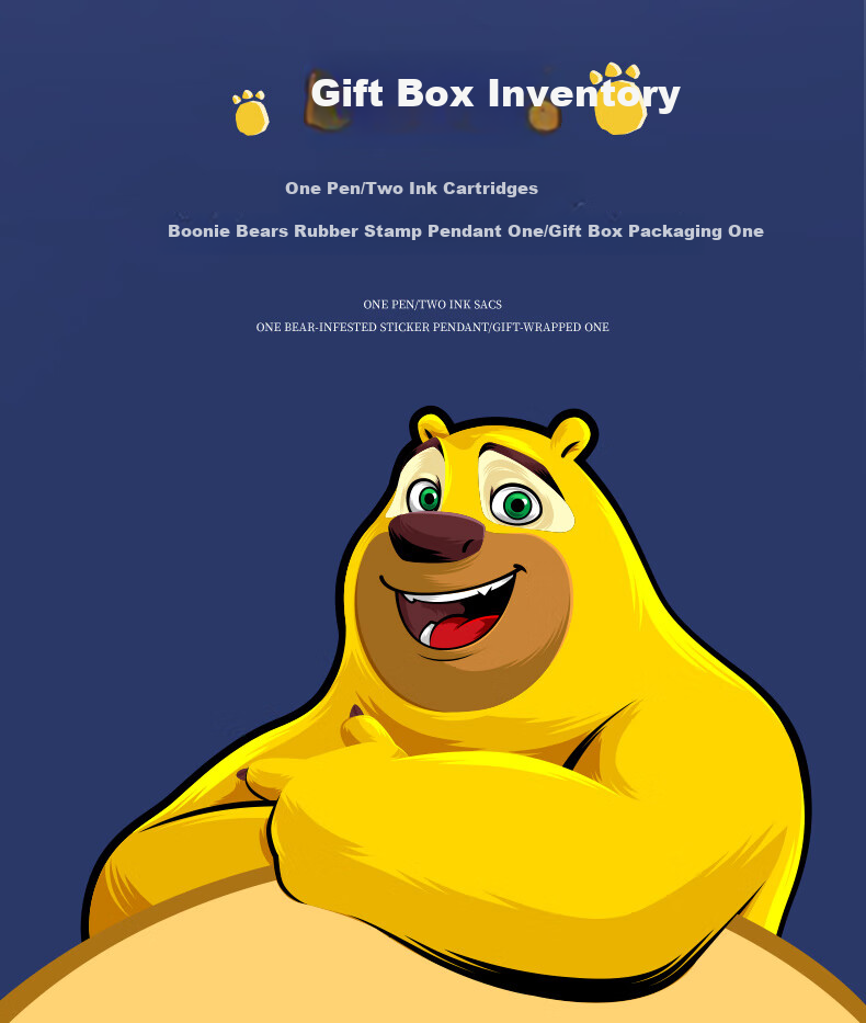 HERO Fountain Pen, Bear Collaboration Gift Box, Third-Grade Elementary School Students' Posture-Correcting Iridium Gold Calligraphy Ink Pen, 3176 Retractable Fountain Pen, Blue, EF Nib 3