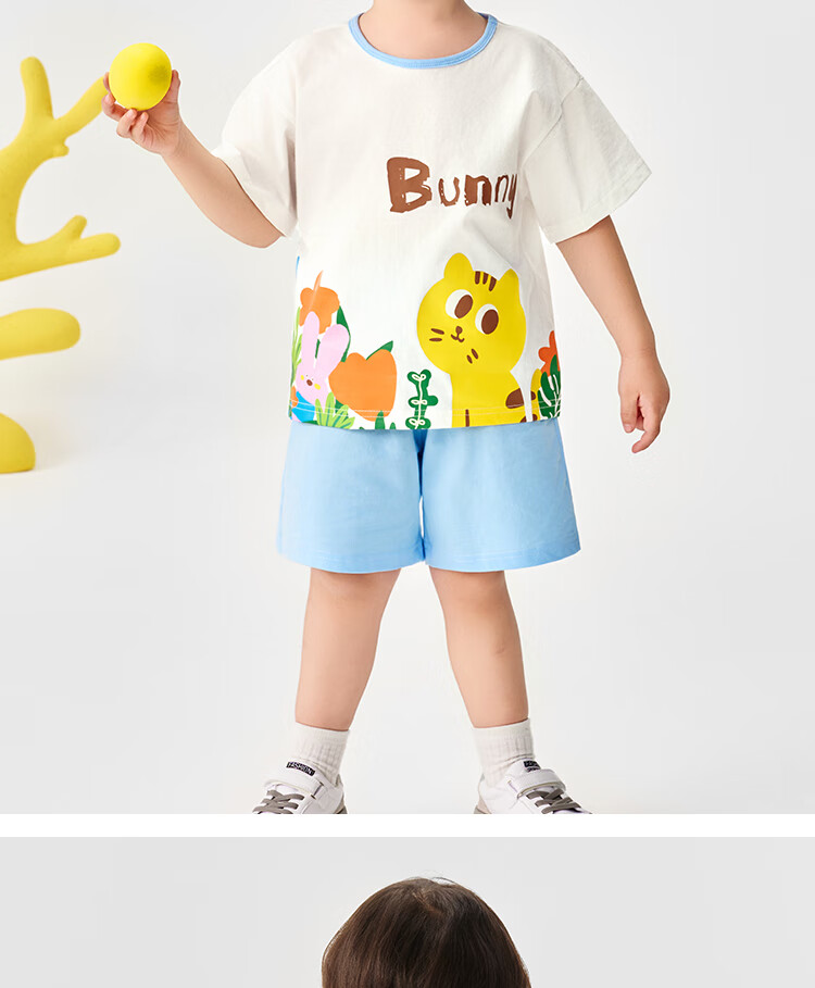 Badibadi Summer Pure Cotton Kids Set Boys Girls Baby Short Sleeve T-Shirt and Shorts Casual Outfit Forest Little Lion 120 17