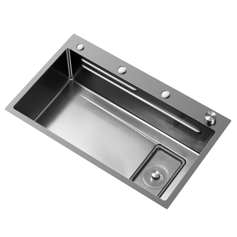 VATTI Kitchen Sink, Large Single Bowl S7, 304 Stainless Steel Kitchen Sink, Integrated Basin for Washing Vegetables And Dishes, Side-Mounted Honeycomb Nano