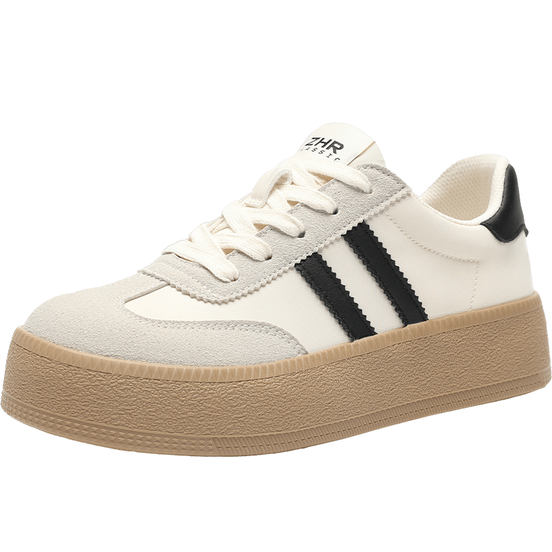 ZHR Dexun Women's Lightweight Comfortable Breathable Shoes, Thick-Soled Heightening Classic Casual Shoes for Women, KS75, Beige And Black, Size 36