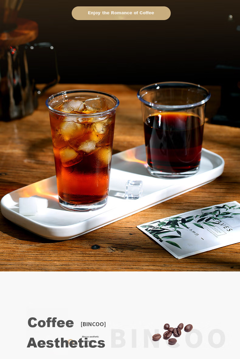 Bincoo Vertical Stripe Iced Americano Specialty Coffee Glass Cup Dirty Fruit Tea Juice Cup High Aesthetic 2