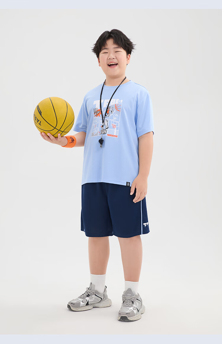 Little Pig Tony Boys Summer Sports Quick-Dry Mesh Breathable Short Sleeve Two-Piece Set for Chubby and Older Kids 23