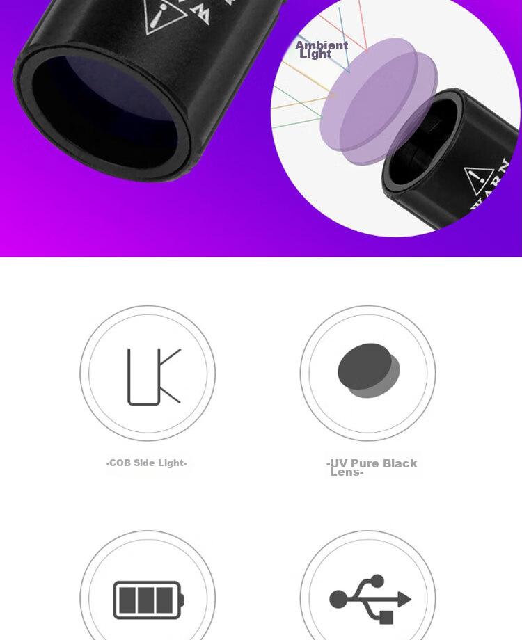 MOTIE UV Light for Alcohol And Tobacco Inspection, 365nm UV Flashlight for Vegetable Detection, Fluorescence Testing, Cat Ringworm, And Cat Urine Analysis 3