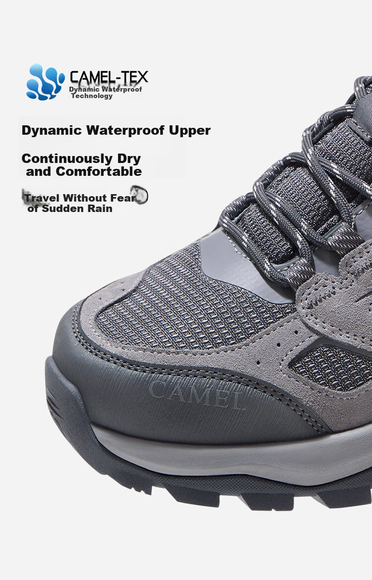 CAMEL Outdoor Hiking Shoes, Spring Women's Versatile Thick-Soled Heightening Wear-Resistant Non-Slip Trekking Shoes, Men's Shoes 3025, Black, Size 39 12